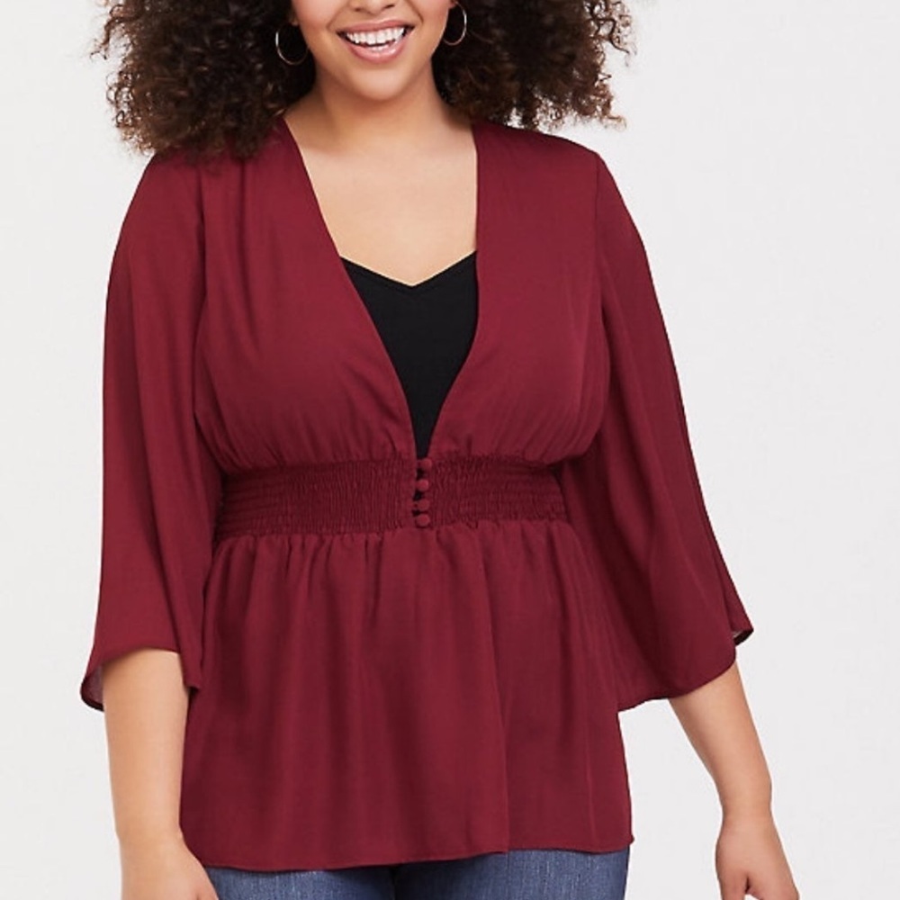 Torrid Burgundy Button Front Blouse